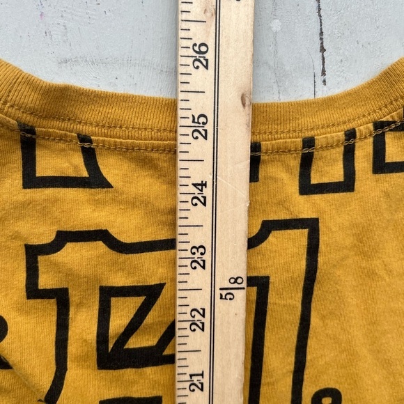 Women's True Religion T-Shirt Yellow All-Over Print M Buddha Y2K Logo Streetwear - Picture 12 of 12